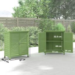 Rackhams Garden Storage Shed Solid Wood Garage Organisation w/ Doors, Green - thumbnail 3