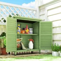 Rackhams Garden Storage Shed Solid Wood Garage Organisation w/ Doors, Green