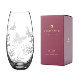 Rackhams Butterfly Barrel Vase - 25cm - Made From Premium Lead Free Crystal Glass - thumbnail 2