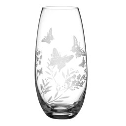 Rackhams Butterfly Barrel Vase - 25cm - Made From Premium Lead Free Crystal Glass - thumbnail 1