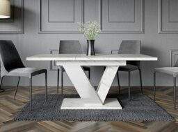 Rackhams Extendable Dining Table for 6 People DUBAI White Bianco Marble - thumbnail 4