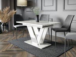 Rackhams Extendable Dining Table for 6 People DUBAI White Bianco Marble - thumbnail 3
