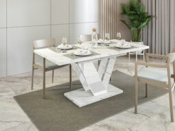 Rackhams Extendable Dining Table for 6 People DUBAI White Bianco Marble