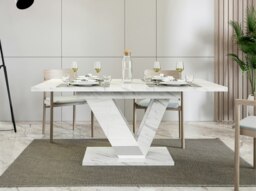 Rackhams Extendable Dining Table for 6 People DUBAI White Bianco Marble - thumbnail 2