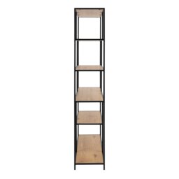 Rackhams Seaford  Bookcase 5 Shelves in Black and Oak - 1 - Black and Natural - Wood - thumbnail 3
