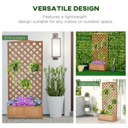 Rackhams Garden Wooden Planter Box with Trellis Flower Raised Bed Brown - Dark Brown - thumbnail 4