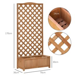Rackhams Garden Wooden Planter Box with Trellis Flower Raised Bed Brown - Dark Brown - thumbnail 6