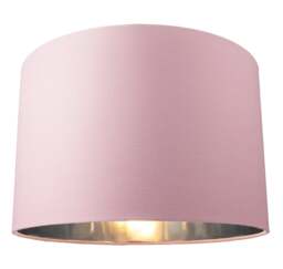 "Rackhams Contemporary Pink Cotton 12"" Table/Pendant Lamp Shade with Shiny Silver Inner"