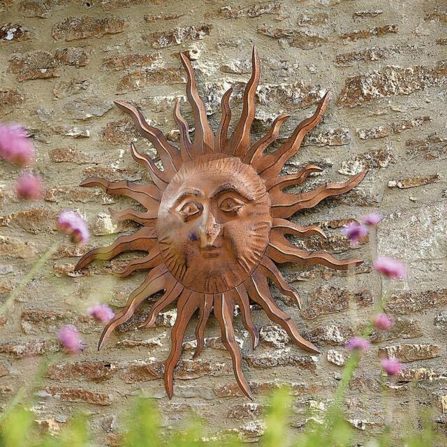 Rackhams Metal Sun Face Wall Plaque, Rust Design, Garden Decor