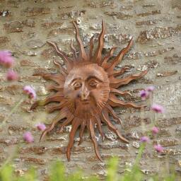Rackhams Metal Sun Face Wall Plaque, Rust Design, Garden Decor