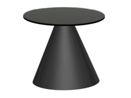 Rackhams Oscar Round Side Tables - Black Matt Powder - Black Glass
