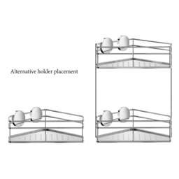 Rackhams Polished Chrome Stainless Steel Double Corner Shower Basket Self Adhesive Wall Mounted - thumbnail 3