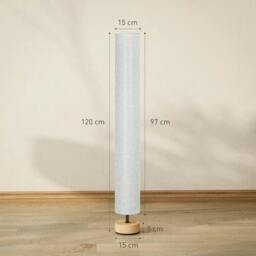"Rackhams Floor Lamp for Living Room, 47"" Modern Standing Lamp with Linen Shade, Wooden Base, Grey" - thumbnail 3
