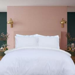 Rackhams Luxury Hotel Quality Reversible Tufted Arch Duvet Cover with Pillowcases - White - King (220cm x 230cm) - thumbnail 6