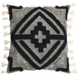 Rackhams Kalai Tufted Tassel Cushion Cover - Black - 45cm x 45cm - Black - 100% Mixed - thumbnail 2