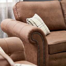 Rackhams Oakland Large 7 Seater Leather Corner Sofa Chesterfield Style - Charcoal - thumbnail 5