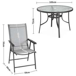 Rackhams 2 Person Patio Garden Dining Set With LED Umbrella & Folding Chairs - thumbnail 6
