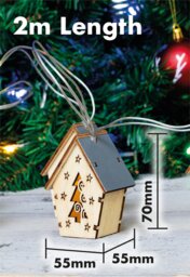 Rackhams 10 WOODEN FESTIVE HANGING HOUSES WITH LED LIGHTS - thumbnail 2