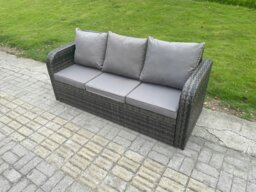 Rackhams 9 Seater Dark Grey Mixed Rattan Outdoor Sofa Set - Conservatory Patio, Coffee Table, Reclining Chair, 2 Small Footstools & 2 Side Tables - thumbnail 5