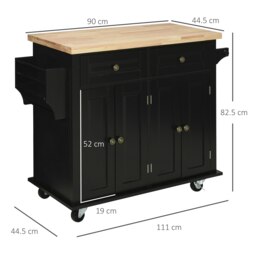 Rackhams Rolling Kitchen Island Cart with Rubber Wood Top, Spices - Cream White - thumbnail 4