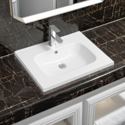 Rackhams 5414 Ceramic 61cm Mid-Edge Inset Basin with Oval Bowl - White - Ceramic - 61cm