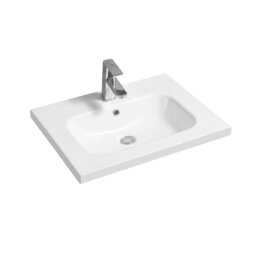 Rackhams 5414 Ceramic 61cm Mid-Edge Inset Basin with Oval Bowl - White - Ceramic - 61cm - thumbnail 2