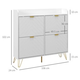 Rackhams Narrow Shoe Storage Cabinet with 4 Flip Drawers for 16 Pairs of Shoes - White - thumbnail 6