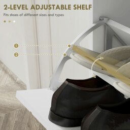 Rackhams Narrow Shoe Storage Cabinet with 4 Flip Drawers for 16 Pairs of Shoes - White - thumbnail 5