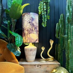 Rackhams Cinnamon Enchanted Wood Velvet Tube Lampshade - thumbnail 2