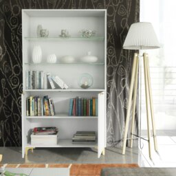 Rackhams White Display Cabinet with Gold Legs – Modern Fluted Tall Unit 170cm - Matt Body & Matt Doors - White - 170 - thumbnail 3