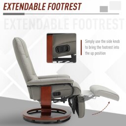 Rackhams Ergonomic Office Recliner Sofa Chair PU Leather Armchair - Grey - PU Leather, Multilayer Board - thumbnail 5