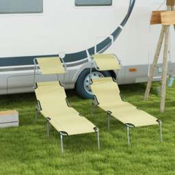 Rackhams Folding Chair Sun Lounger w/ Sunshade Garden Recliner Hammock - 2 - Grey - thumbnail 3