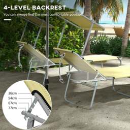 Rackhams Folding Chair Sun Lounger w/ Sunshade Garden Recliner Hammock - 2 - Grey - thumbnail 4