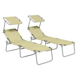 Rackhams Folding Chair Sun Lounger w/ Sunshade Garden Recliner Hammock - 2 - Grey - thumbnail 2