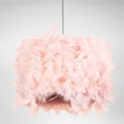 Rackhams Modern Designer Real Pink Feather Drum Lamp Shade with Inner Cotton Lining - thumbnail 4