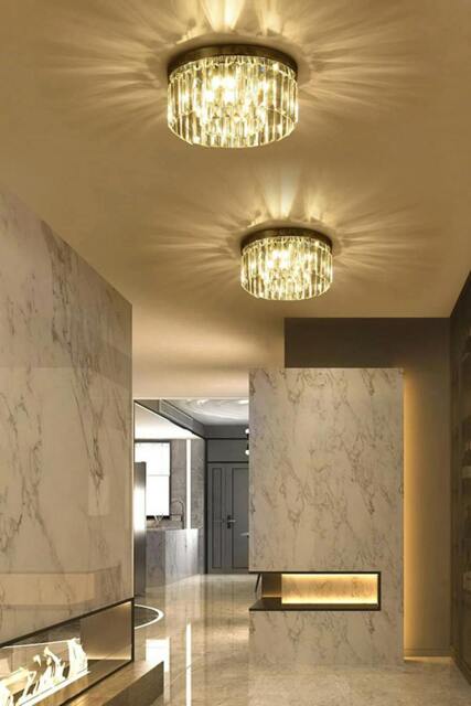 Rackhams Crystal Column Flush Mount Ceiling Light with Chrome Frame - Silver - One Size - image 1