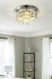 Rackhams Crystal Column Flush Mount Ceiling Light with Chrome Frame - Silver - One Size - thumbnail 3