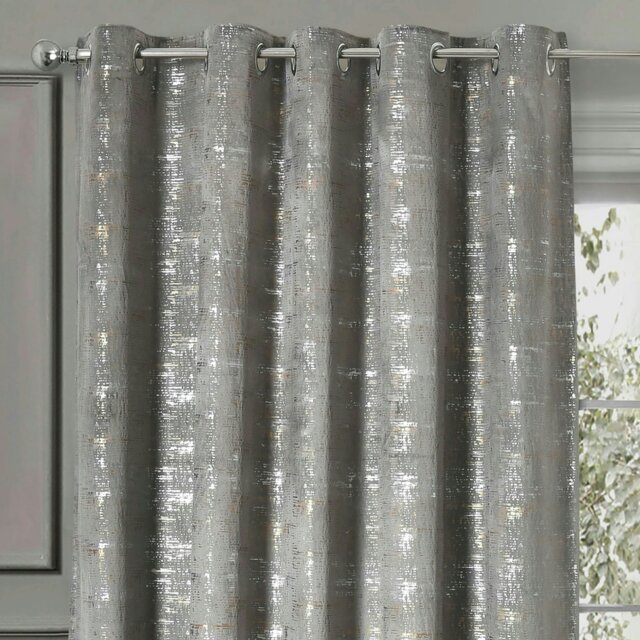 Rackhams Warwick Readymade Eyelet Curtains - 168cm x 183cm - Silver - image 1