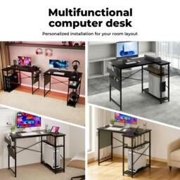 Rackhams L-shaped Gaming Computer Desk Corner Table Office Home 2 Storage Shelves - thumbnail 4