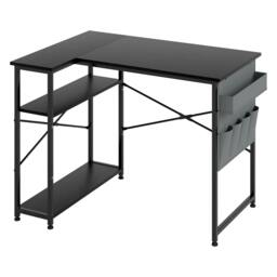 Rackhams L-shaped Gaming Computer Desk Corner Table Office Home 2 Storage Shelves