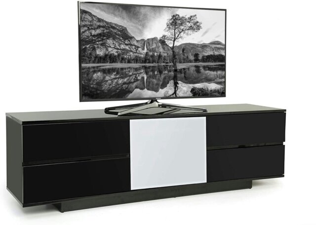 "Rackhams AVITUS ULTRA Remote Friendly Beam-Thru Premium Black with 4-Black Drawers 32""-65"" Flat Screen TV Cabinet" - image 1