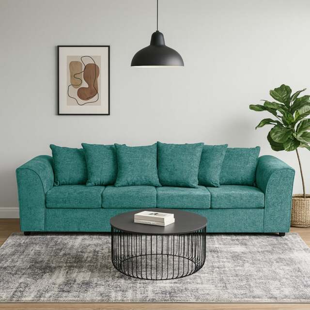 Rackhams Monaco Chenille Fabric 4 Seater Sofa - Teal - image 1