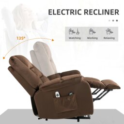 Rackhams Lift Chair with Vibration Massage, Heat, Quick Assembly - Dark brown - Velvet (Polyester) - 85W x 94D x 107Hcm - thumbnail 5