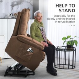 Rackhams Lift Chair with Vibration Massage, Heat, Quick Assembly - Dark brown - Velvet (Polyester) - 85W x 94D x 107Hcm - thumbnail 4
