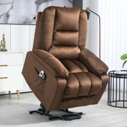 Rackhams Lift Chair with Vibration Massage, Heat, Quick Assembly - Dark brown - Velvet (Polyester) - 85W x 94D x 107Hcm - thumbnail 1