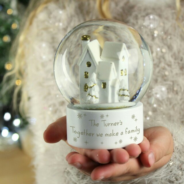 Rackhams Personalised Message Village Glitter Snow Globe - image 1