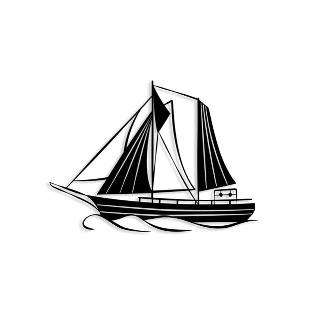 Rackhams Modern Metal Wall Art Sail Home Ornament Decorative Minimalist Design Hanging Wall Sculpture, Black - Metal - Black - image 1