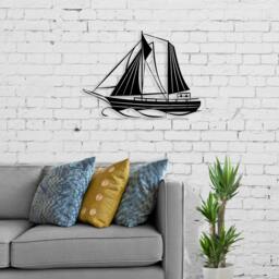 Rackhams Modern Metal Wall Art Sail Home Ornament Decorative Minimalist Design Hanging Wall Sculpture, Black - Metal - Black - thumbnail 2