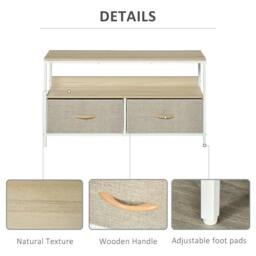 Rackhams TV Stand Cabinet with 2 Foldable Drawers - Maple Colour - thumbnail 6