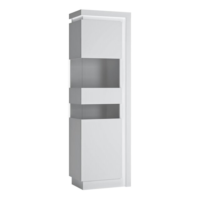 Rackhams Lyon Tall Narrow display cabinet (LHD) (including LED lighting) in White and High Gloss - Full Assembly Required - White - High Gloss - image 1